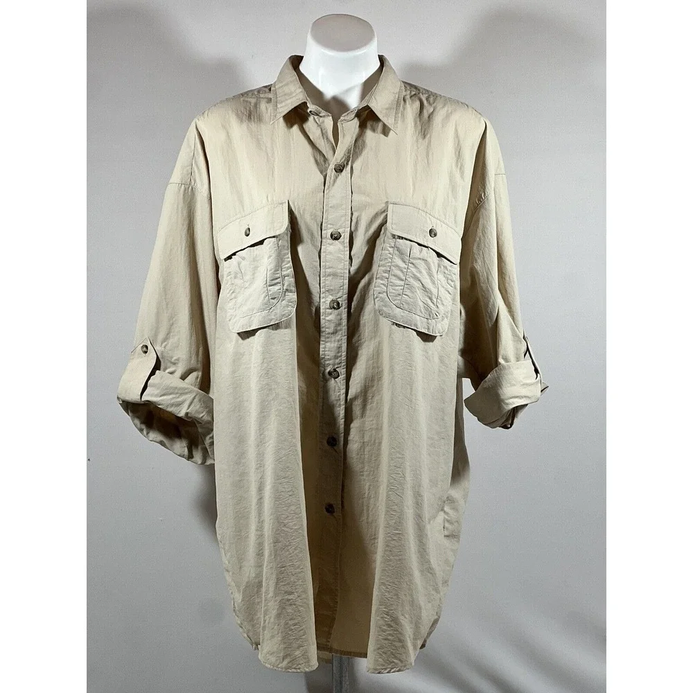 Sportif‎ Mens XXL Fishing Shirt Khaki Vented SPF Outdoor Utility